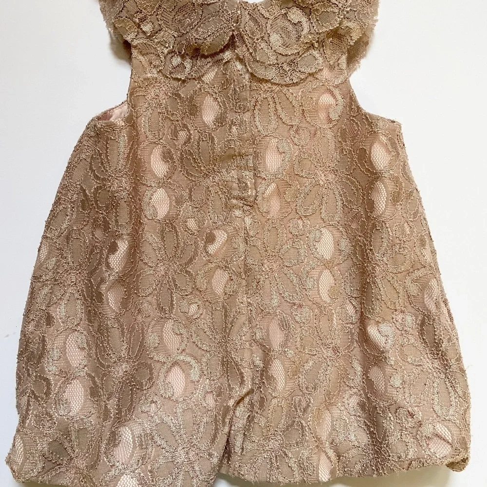 Pippa & Julie Bridgerton Vibe Party Dress Champagne Lace Lined